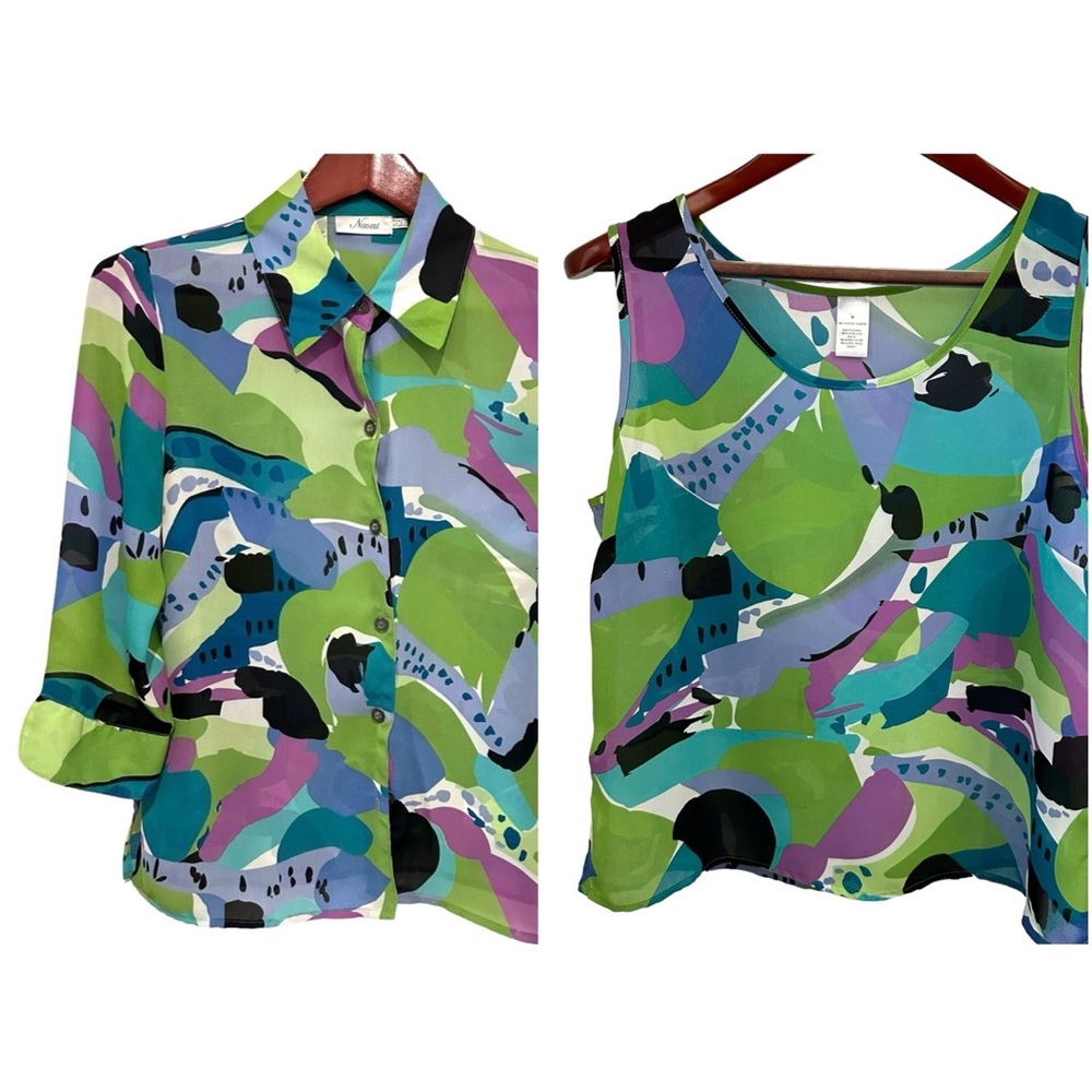 Naomi Swirl Blouse with Shell M